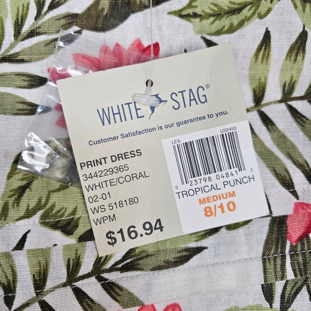 White Stag Tropical Maxi Dress M 8 10 Linen Cotton Floral Slits Resort Wear NWT - Picture 5 of 13